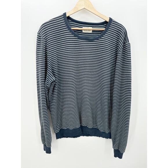 Marine Layer Blue Striped Supima Cotton Crewneck Shirt Pullover Mens Size Large - Picture 1 of 9